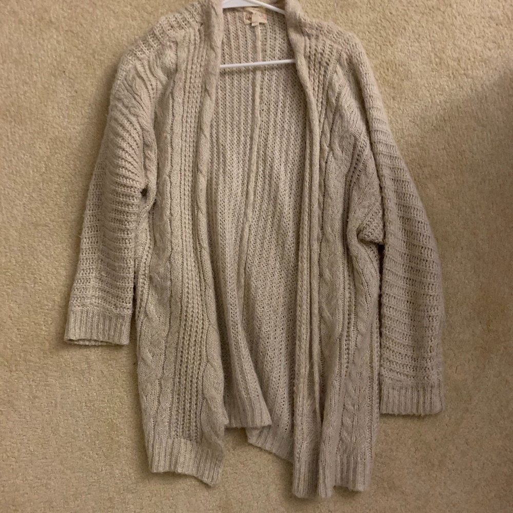 Long Beige Thick Cardigan